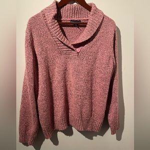 Karen Scott Large Pink/Black Sweater with Shawl Collar